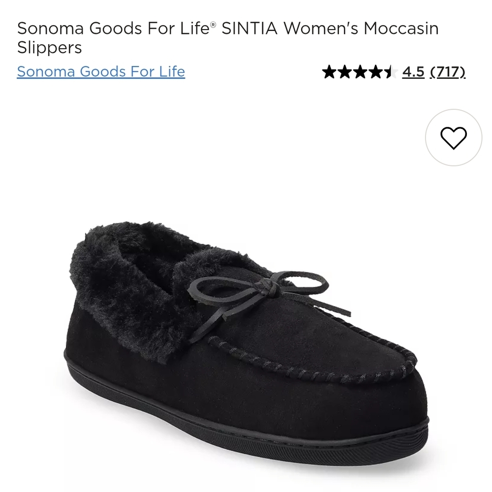 Sonoma Black Women's Moccasin Slippers